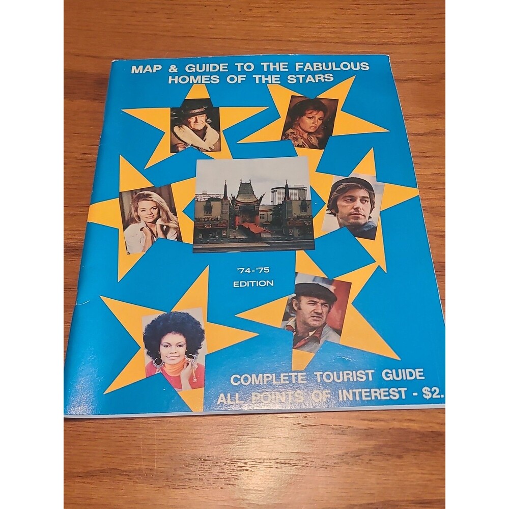 RARE Vintage 1974 - 1975 Map & Guide To Homes Of Stars Pacino Wayne Newman Elvis